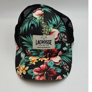 Lacrosse Unlimited Floral Trucker Hat Mesh Snapback Hibiscus Pineapple